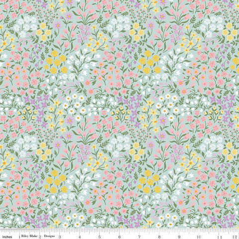 SALE Bunny Trail Spring Floral C14253 Powder by Riley Blake Designs - Easter Flowers - Quilting Cotton Fabric