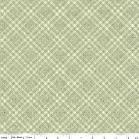 Bunny Trail Plaid C14256 Green by Riley Blake Designs - Easter Small Diagonal Plaid - Quilting Cotton Fabric