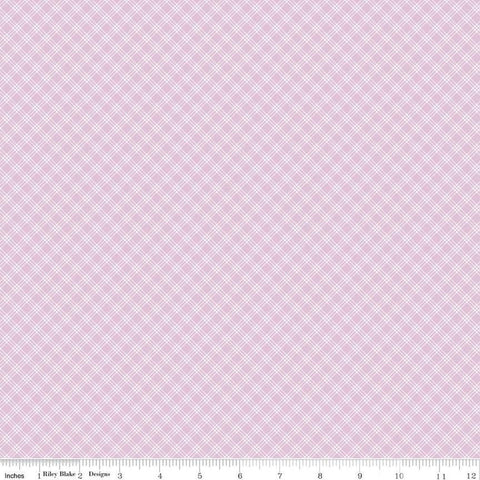 Fat Quarter End of Bolt - Bunny Trail Plaid C14256 Lilac by Riley Blake Designs - Easter Small Diagonal Plaid - Quilting Cotton Fabric