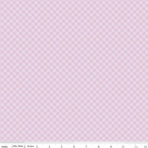 Bunny Trail Plaid C14256 Lilac by Riley Blake Designs - Easter Small Diagonal Plaid - Quilting Cotton Fabric