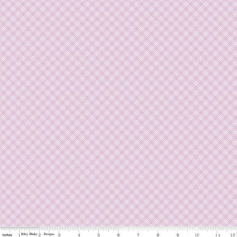 SALE Bunny Trail Plaid C14256 Lilac by Riley Blake Designs - Easter Small Diagonal Plaid - Quilting Cotton Fabric