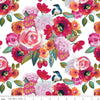 Poppies & Plumes Main C14290 White - Riley Blake Designs - Floral Flowers Birds - Quilting Cotton Fabric