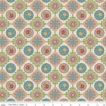 SALE Mercantile Heritage C14381 Multi - Riley Blake Designs - Lori Holt - Floral Medallions Flowers - Quilting Cotton Fabric
