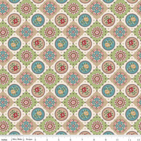 SALE Mercantile Heritage C14381 Multi by Riley Blake Designs - Lori Holt - Floral Medallions Flowers - Quilting Cotton Fabric