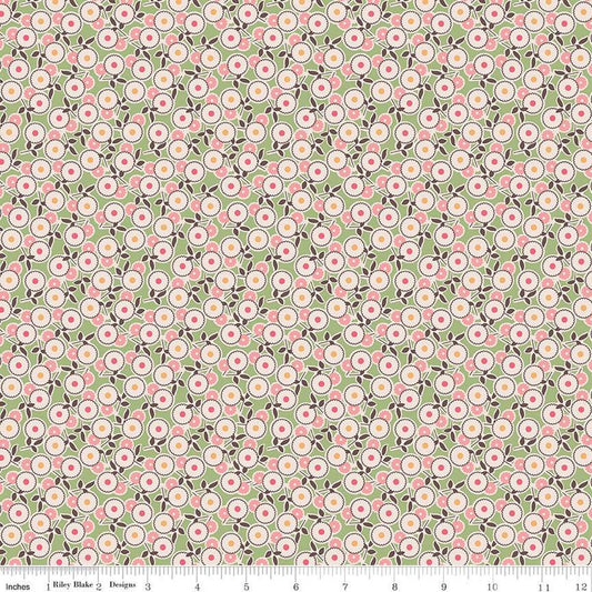 SALE Mercantile Legacy C14384 Lettuce - Riley Blake Designs - Lori Holt - Floral Flowers - Quilting Cotton Fabric