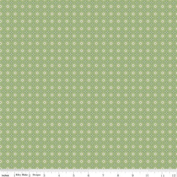 SALE Mercantile Dainty C14385 Lettuce - Riley Blake Designs - Lori Holt - Floral Flowers Geometric Daisies - Quilting Cotton Fabric