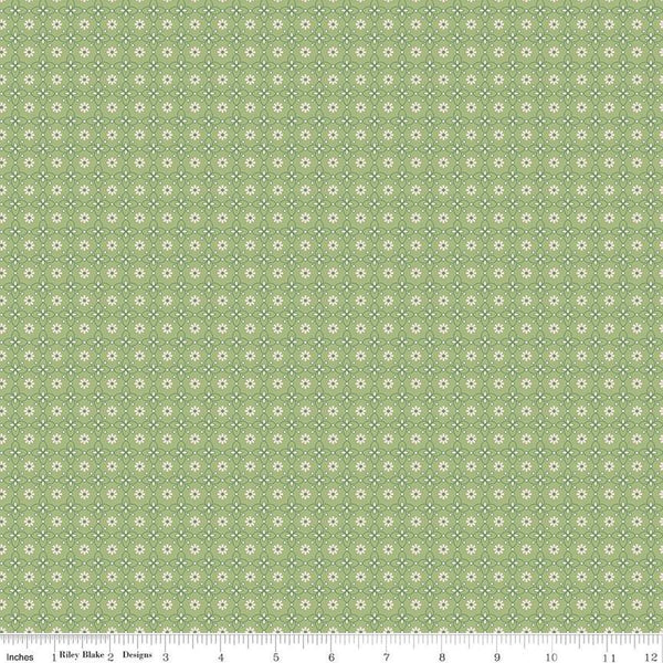 SALE Mercantile Dainty C14385 Lettuce by Riley Blake Designs - Lori Holt - Floral Flowers Geometric Daisies - Quilting Cotton Fabric