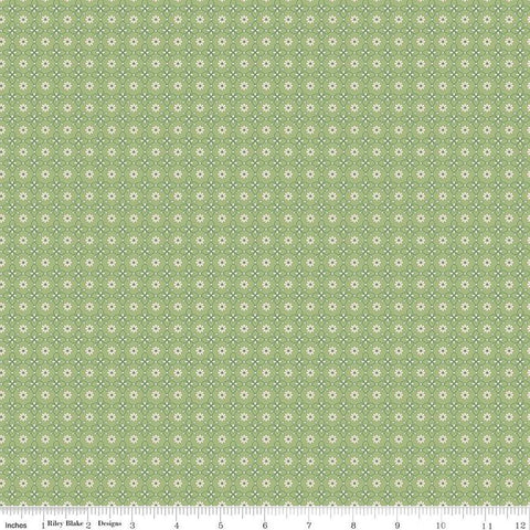 SALE Mercantile Dainty C14385 Lettuce by Riley Blake Designs - Lori Holt - Floral Flowers Geometric Daisies - Quilting Cotton Fabric