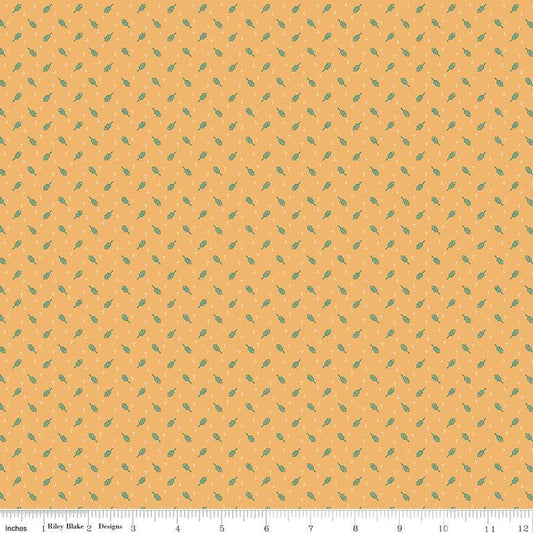 DEAL Mercantile Darling C14386 Marigold - Riley Blake Designs - Lori Holt - Leaves Geometric - Quilting Cotton Fabric