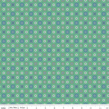 SALE Mercantile Heirloom C14389 Alpine - Riley Blake Designs - Lori Holt - Geometric Flowers Daisies - Quilting Cotton Fabric