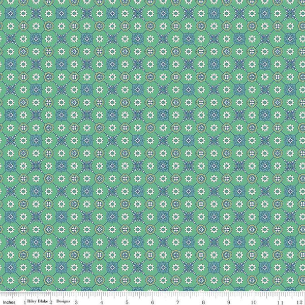 SALE Mercantile Heirloom C14389 Alpine by Riley Blake Designs - Lori Holt - Geometric Flowers Daisies - Quilting Cotton Fabric