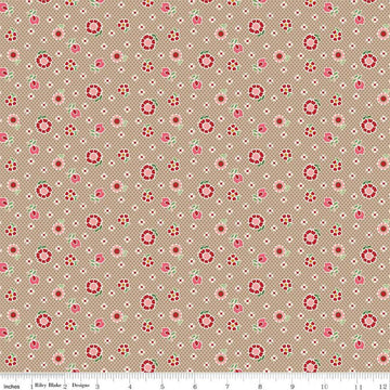 SALE Mercantile Nostalgic C14391 Tea Dye - Riley Blake Designs - Lori Holt - Floral Flowers Dots - Quilting Cotton Fabric