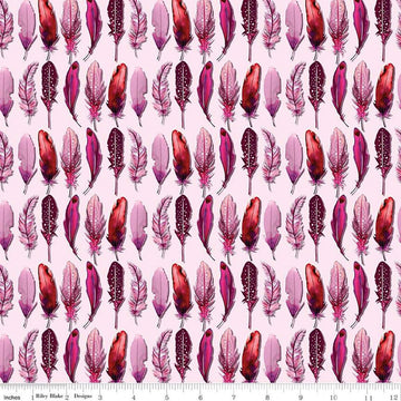 SALE Poppies & Plumes Feathers C14294 Pink - Riley Blake Designs - Quilting Cotton Fabric