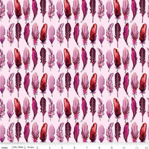 SALE Poppies and Plumes Feathers C14294 Pink by Riley Blake Designs - Quilting Cotton Fabric