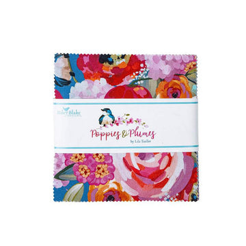 SALE Poppies & Plumes Charm Pack 5" Stacker Bundle - Riley Blake Designs - 42-Piece Precut  - Quilting Cotton Fabric