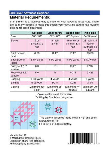 SALE Star Stream Quilt PATTERN P162 by Sally Davies - Riley Blake Designs - Instructions Only - Fat Quarter/Fat Eighth/Scrap Friendly