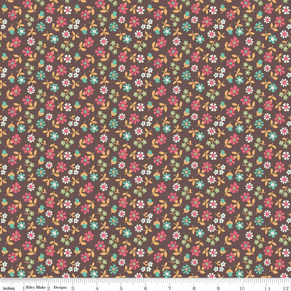 SALE Mercantile Remembrance C14394 Espresso by Riley Blake Designs - Lori Holt - Floral Flowers - Quilting Cotton Fabric