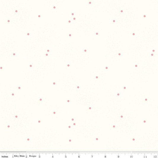 DEAL Dainty Daisy on Cloud C700 Peony - Riley Blake Designs - Floral Flowers Pin Dots - Quilting Cotton Fabric