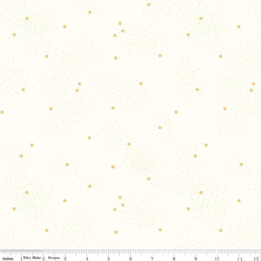 SALE Dainty Daisy on Cloud C700 Honey - Riley Blake Designs - Floral Flowers Pin Dots - Quilting Cotton Fabric