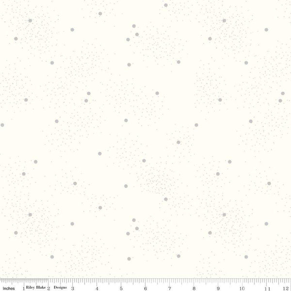 SALE Dainty Daisy on Cloud C700 Gray by Riley Blake Designs - Floral Flowers Pin Dots - Quilting Cotton Fabric