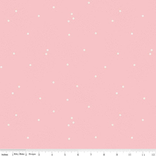 SALE Dainty Daisy Frosting - Riley Blake Designs - Floral Flowers Pin Dots - Quilting Cotton Fabric