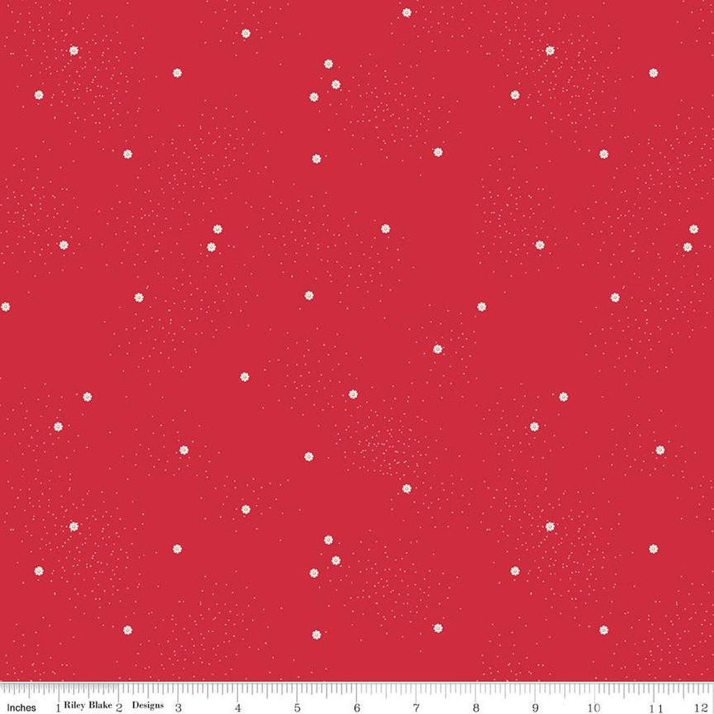 SALE Dainty Daisy C665 Riley Red by Riley Blake Designs - Floral Flowers Pin Dots - Quilting Cotton Fabric