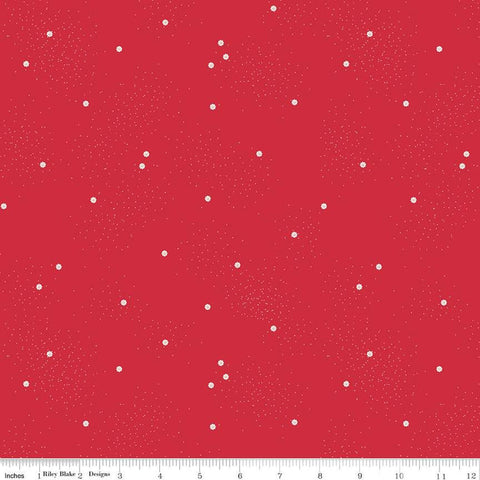 SALE Dainty Daisy C665 Riley Red by Riley Blake Designs - Floral Flowers Pin Dots - Quilting Cotton Fabric