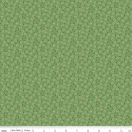 Mercantile Tenderhearted C14398 Basil - Riley Blake Designs - Floral Flowers - Lori Holt - Quilting Cotton Fabric
