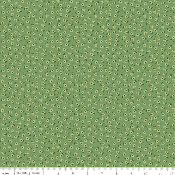 Mercantile Tenderhearted C14398 Basil by Riley Blake Designs - Floral Flowers - Lori Holt - Quilting Cotton Fabric