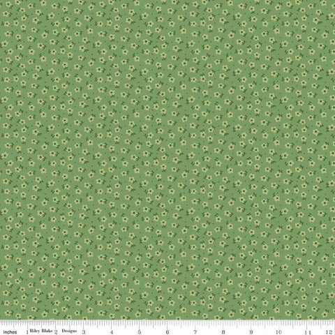 Mercantile Tenderhearted C14398 Basil by Riley Blake Designs - Floral Flowers - Lori Holt - Quilting Cotton Fabric