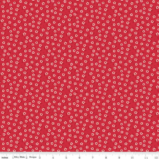 DEAL Mercantile Tenderhearted C14398 Riley Red - Riley Blake Designs - Lori Holt - Floral Flowers - Quilting Cotton Fabric
