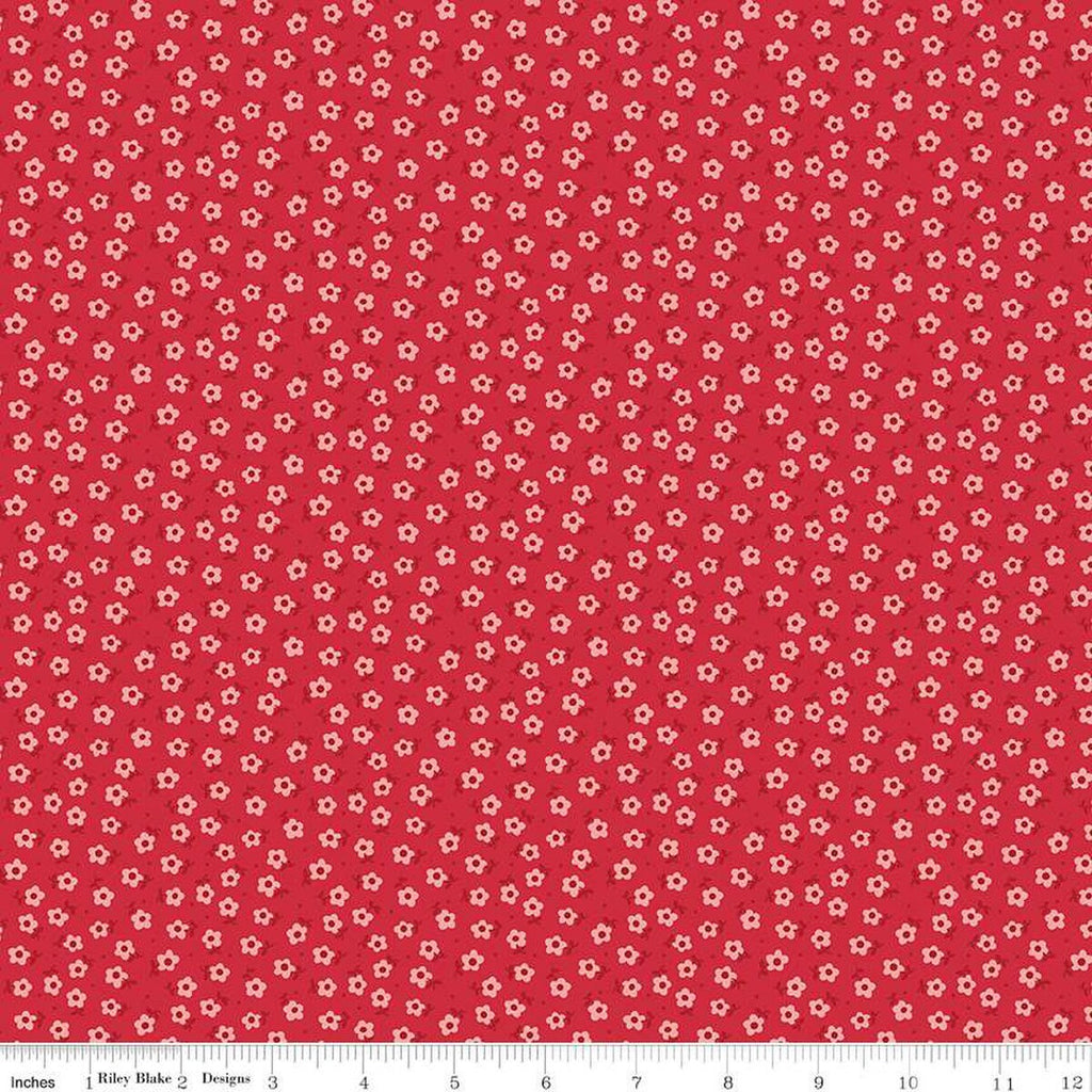 SALE Mercantile Tenderhearted C14398 Riley Red by Riley Blake Designs - Lori Holt - Floral Flowers - Quilting Cotton Fabric