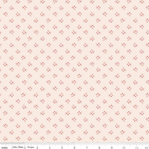 SALE Mercantile Reminisce Background C14404 Coral by Riley Blake Designs - Lori Holt - Floral Flowers Dots - Quilting Cotton Fabric