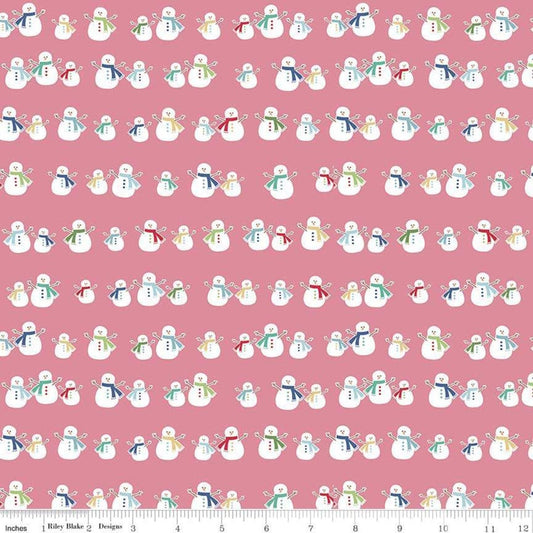 DEAL Cozy Christmas Snowmen C5363 Pink - Riley Blake Designs - Lori Holt - Quilting Cotton Fabric