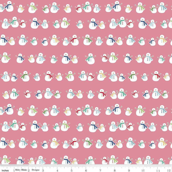 Cozy Christmas Snowmen C5363 Pink by Riley Blake Designs - Lori Holt - Quilting Cotton Fabric