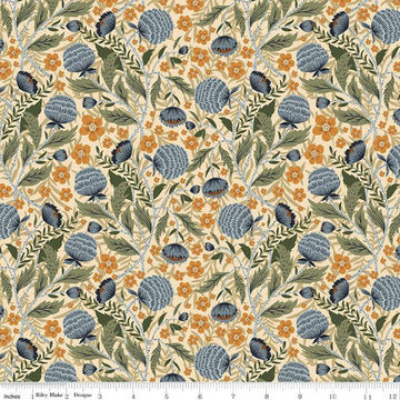 11" End of Bolt - DEAL The Old Garden William C14231 Vanilla - Riley Blake Designs - Floral Flowers - Quilting Cotton Fabric