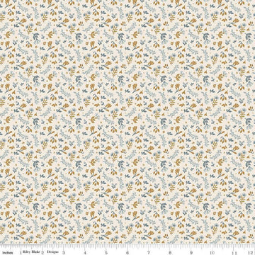 Fat Quarter End of Bolt - The Old Garden Edith C14236 Cream - Riley Blake Designs - Floral Flowers - Quilting Cotton Fabric