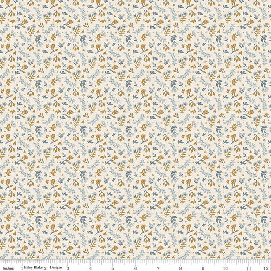 33" End of Bolt - The Old Garden Edith C14236 Cream - Riley Blake Designs - Floral Flowers - Quilting Cotton Fabric