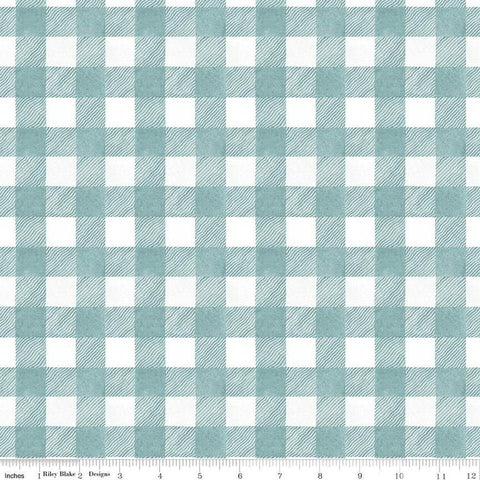 2 yd 29" End of Bolt - SALE White as Snow Buffalo Plaid WIDE BACK WB14201 Blue - Riley Blake - 107/108" Wide - 3/4" - Quilting Cotton Fabric