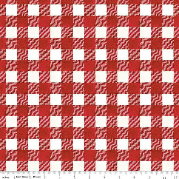 2 yd 19" End of Bolt - SALE White as Snow Buffalo Plaid WIDE BACK WB14201 Red - Riley Blake - 107/108" - 3/4" Check - Quilting Cotton Fabric