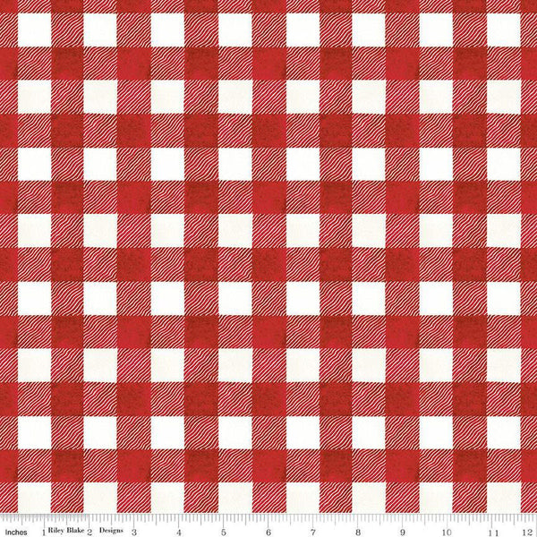 3 yard cut - SALE White as Snow Buffalo Plaid WIDE BACK WB14201 Red - Riley Blake - 107/108" Wide - 3/4" Check - Quilting Cotton Fabric