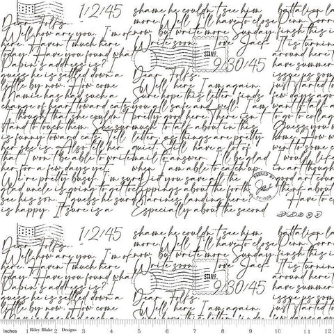 2 yard 23" piece - SALE Art Journal Dear Folks WIDE BACK WB14200 White - Riley Blake - 107/108" Wide - Text - Quilting Cotton Fabric