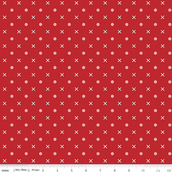 2 yd 26" End of Bolt - SALE Bee Dots WIDE BACK WB14183 Schoolhouse - Riley Blake - 107/108" Wide - Xs and Dots - Quilting Cotton Fabric