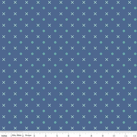 3-Yard Cut - Bee Dots Denim Blue 108" WIDEBACK - WB14183 - Riley Blake Quilting Cotton Fabric