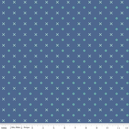 3-Yard Cut - Bee Dots Denim Blue 108" WIDEBACK - WB14183 - Riley Blake Quilting Cotton Fabric