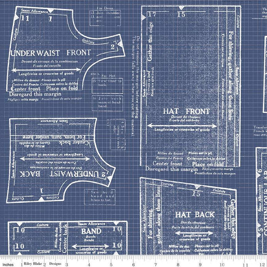 CLEARANCE 3-Yard cut - Sew Journal 18-Inch Doll Pattern WIDEBACK WB13897 Denim - Riley Blake Designs - 108" - Quilting Cotton Fabric