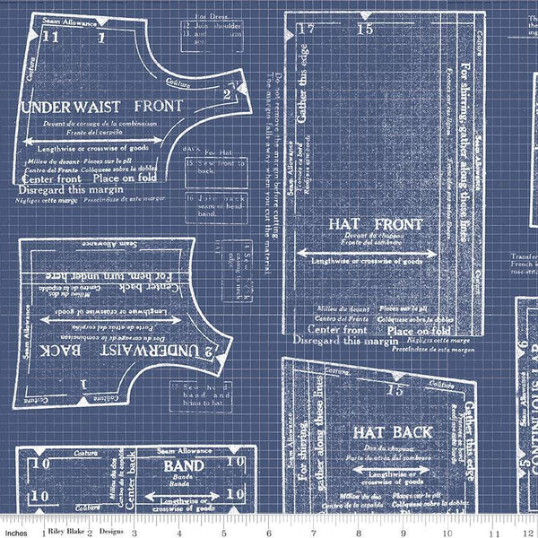 3 yard cut - SALE Sew Journal 18-Inch Doll Pattern WIDE BACK WB13897 Denim - Riley Blake Designs - 107/108" Wide - Quilting Cotton Fabric