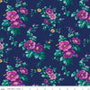 17" End of Bolt - SALE Brilliance Main C14220 Navy - Riley Blake Designs - Floral Flowers - Quilting Cotton Fabric