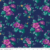 23" End of Bolt - SALE Brilliance Main C14220 Navy - Riley Blake Designs - Floral Flowers - Quilting Cotton Fabric