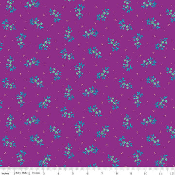 SALE Brilliance Delicate Floral C14222 Fuchsia - Riley Blake Designs - Flowers Pin Dots - Quilting Cotton Fabric